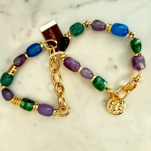 New Style & Co Gold-Tone 2-Pc. Multicolor Bead Stretch Bracelet Set - Picture 6 of 8
